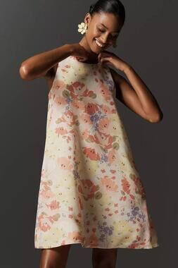 nwt ANTHROPOLOGIE MAEVE sz M Sleeveless Crew Neck Chiffon Swing Dress